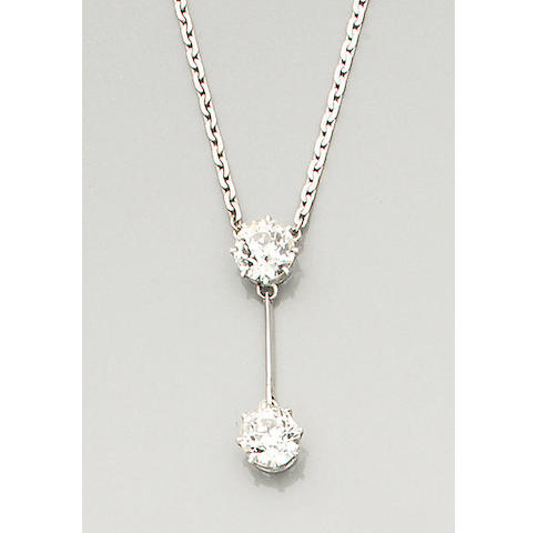 A diamond two-stone pendant
