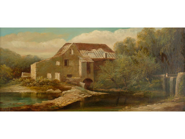 Henry Harris (1805-1865) 'Snuff Mill, Stapleton, Bristol', signed, also inscribed on the stretcher, oil on canvas 27 x 59cm