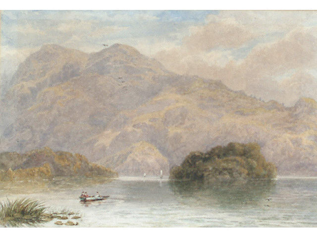John Steeple (British, fl. 1846-1887), Ellen's Isle, Loch Katrine, 23.2 x 33.7 cm.