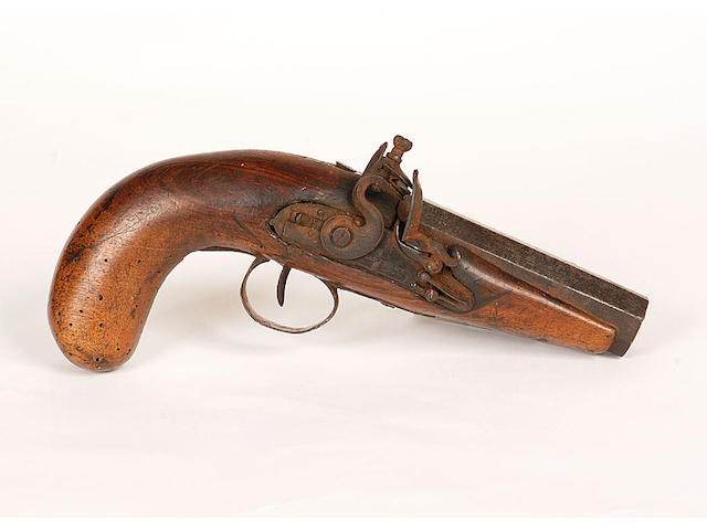 A flintlock pistol, stamped Harcourt, Ipswich