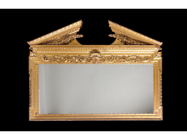 A late 19th century gilt carved overmantle mirror