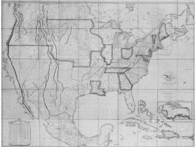 AMERICA MELISH (JOHN) Map of the United States with the Contiguous British and Spanish Possessions...Improved to 1823