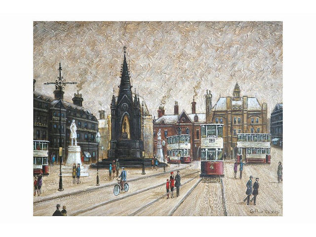 Arthur Delaney (1927 - 1987) Albert Square, Manchester, 29 x 36.5cm.