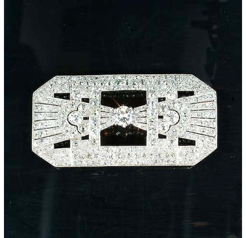 A diamond plaque brooch,
