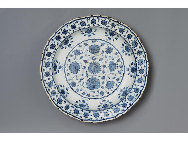 An Iznik blue and white pottery Dish  Turkey, circa 1525-35