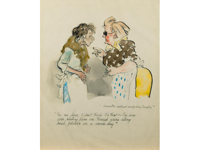 Edmund Blampied (Jersey, 1886-1966) "Conversations overheard during Jersey Occupation", 33 x 25.5cm,