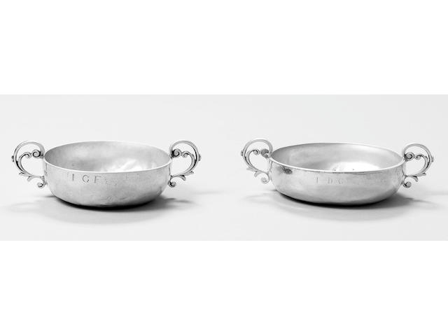 An early 18th century Channel Islands silver Jersey pattern christening bowl, stamped once on side w