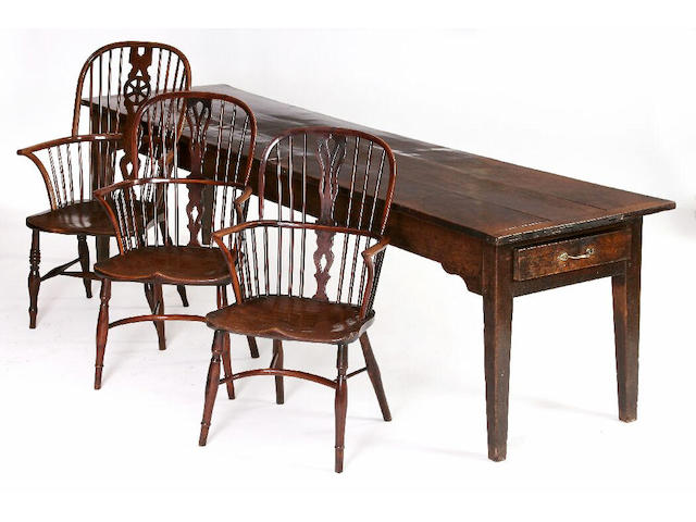 A large early 19th Century oak farmhouse table,
