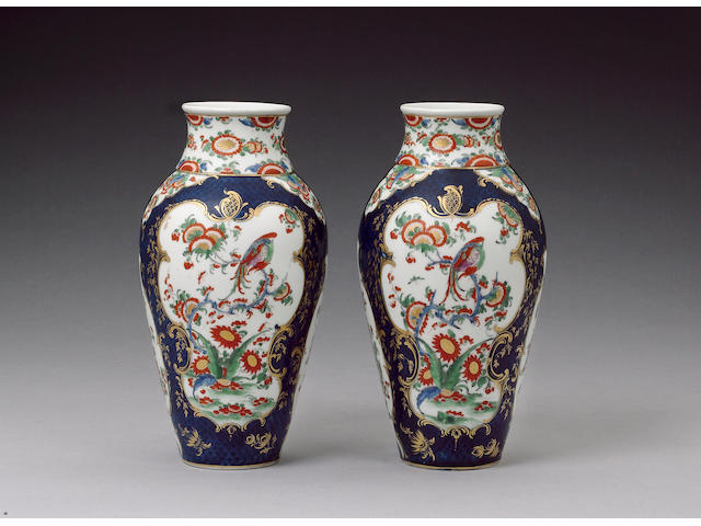 A fine pair of Worcester vases circa 1768