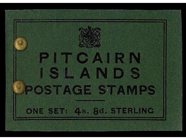 Pitcairn Islands: 1940 4/8d. black on deep green booklet complete, fine with brass paper fasteners instead of a staple, rare. S.G. &#163;2750. (476)