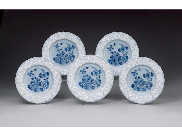 A set of twelve Bristol (probably Redcliff Back) delft plates circa 1760-70