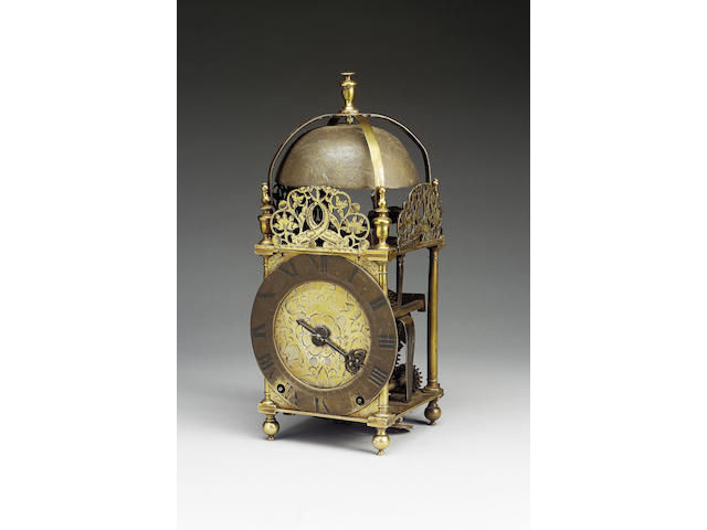 A fine and rare late 17th century lantern clock with barrel winding George Harris, Fritwell