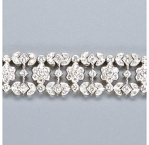 A diamond-set panel bracelet