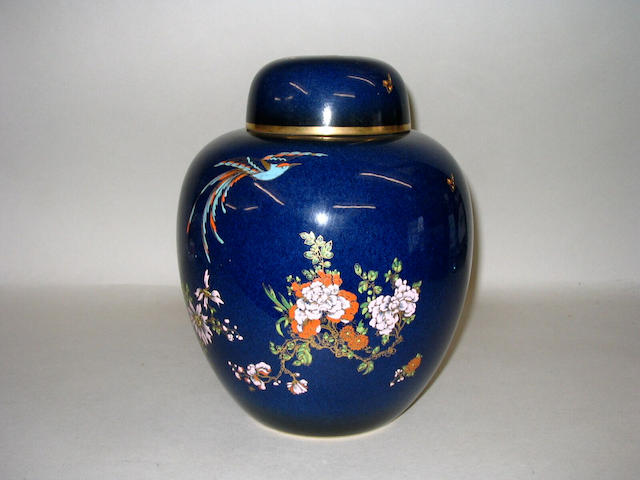 A Carlton Ware 'Bleu Royale' jar and cover,