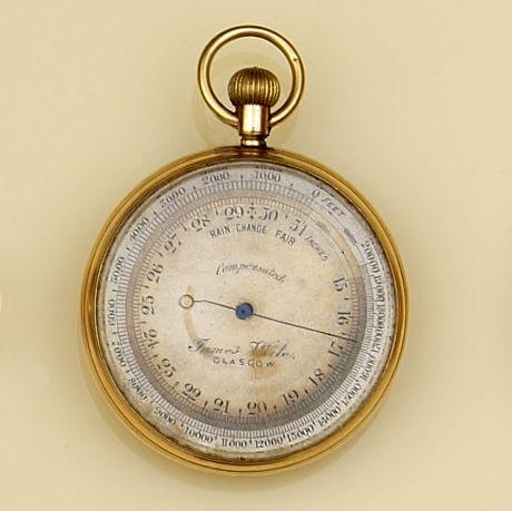 A 15ct gold pocket barometer
