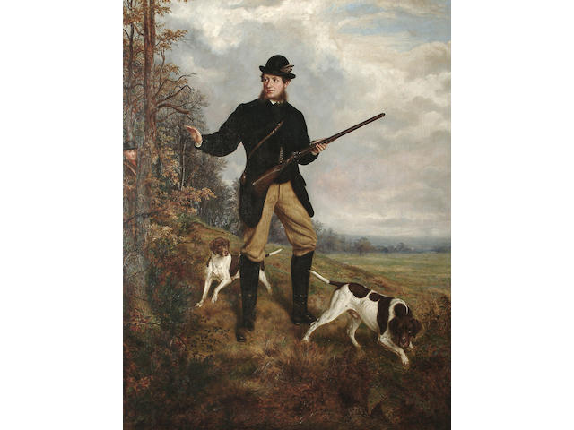 J. Turner (British, fl.1872) Rough shooting with two pointers, 110.7 x 85.2 cm (39 5/8 x 33 1/2 in)