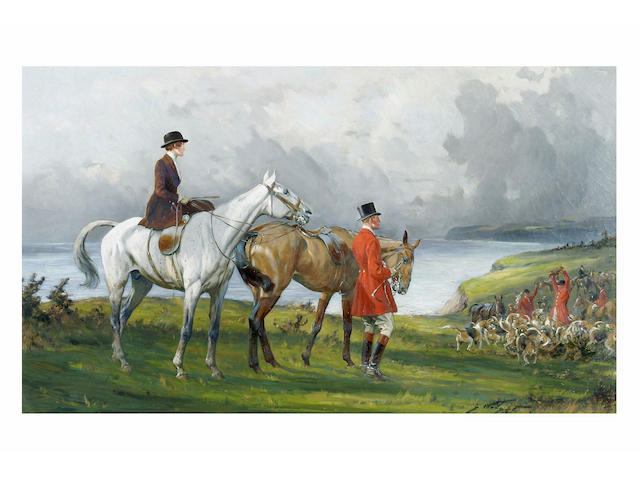 George Wright (1860 - 1942) 'Kill on the cliffs', 44.5 x 75cm.