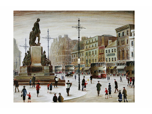 Arthur Delaney (1927 - 1987) Albert Square, Manchester, 35 x 45cm.