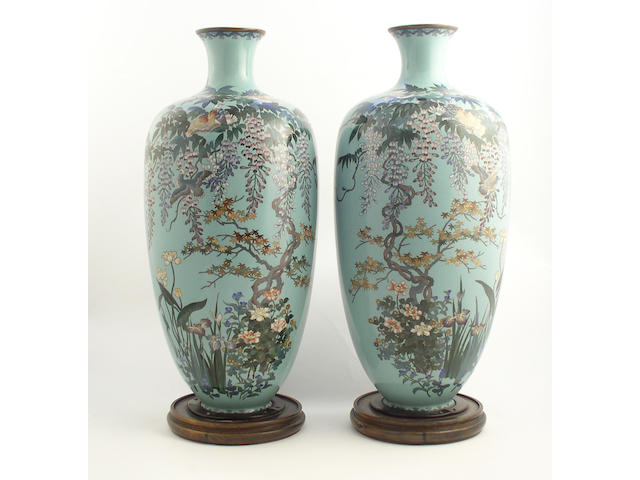 A pair of Japanese Cloisonn&#233; vases Meiji period,