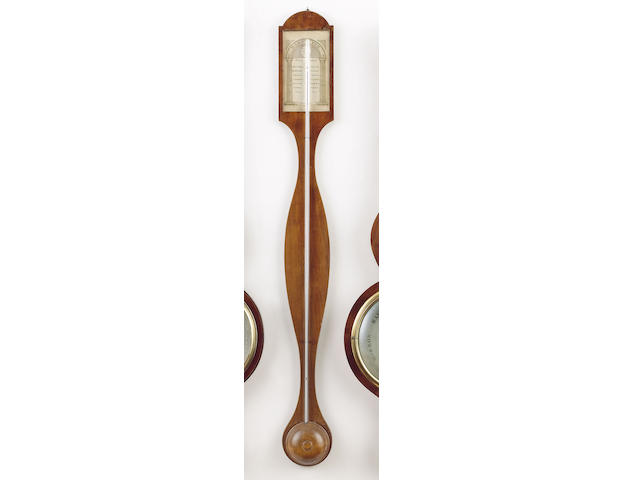 A mid 19th century mahogany stick barometer Lorenzen, Germany