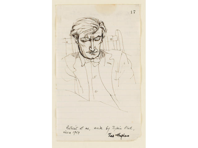 HUGHES, TED, (1930-1998, poet, Poet Laureate, O.M.) PORTRAIT BY SYLVIA PLATH (1932-1963),