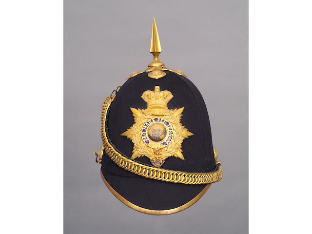 A superb Royal Marine Light Infantry officer's blue cloth home service pattern helmet