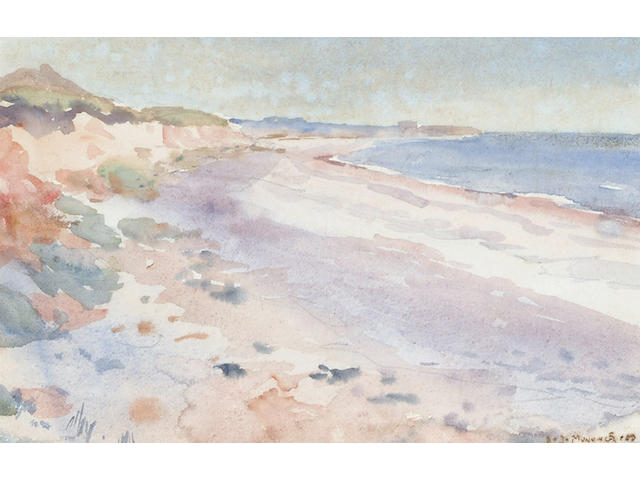 Sir Alfred Munnings (British, 1878-1959) Coastal view 15.5 x 24cm (6 x 9 1/2in)