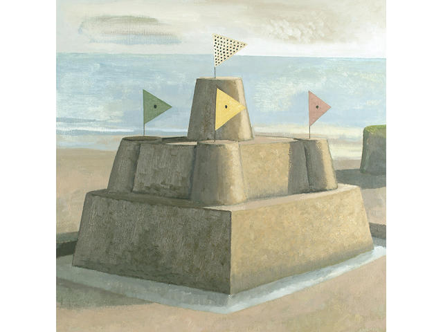 David Inshaw (British, b.1943) Sandcastle 58.5 x 58.5cm (23 x 23in)