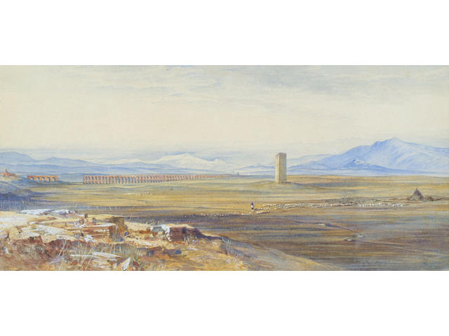 Edward Lear (1812-1888) 'Campagna di Roma, Alexandrine Aqueduct' 17 x 37cm (6 1/2 x 14 1/2in)