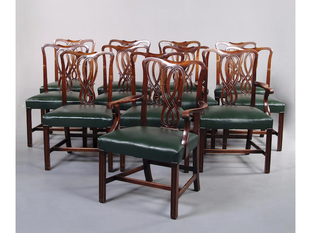 A set of twelve George III style mahogany dining chairs