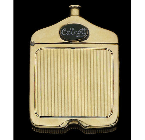 Automoblia interest: A fifteen carat gold and enamelled car radiator vesta case, by H C Freeman Ltd, Birmingham 1923,