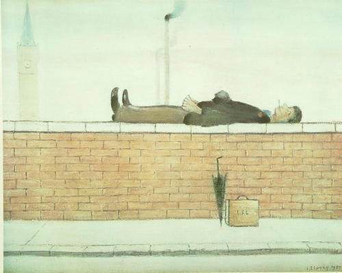 Laurence Stephen Lowry (1887-1976) 'Man on a Wall' 40 x 50cm.