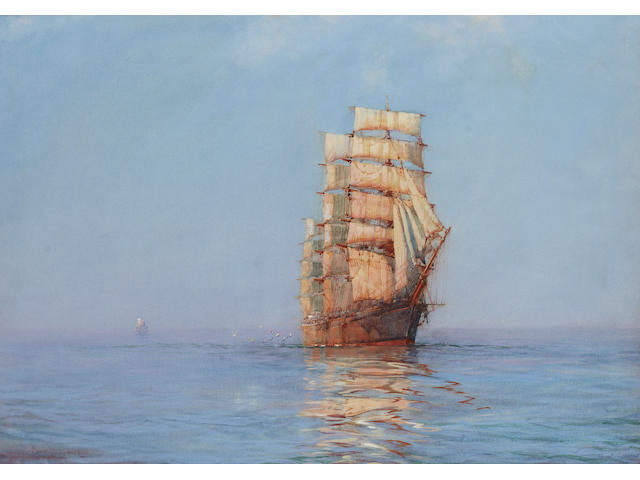 Montague Dawson (British, 1895-1973) Evening Gold - The 'Antiope' 36.8 x 59.4 cm. (14 1/2 x 23 3/8in.)