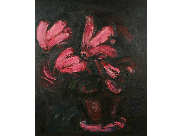 Theodore Major (1908 - 1999) Cyclamen, 75.5 x 62.5cm.
