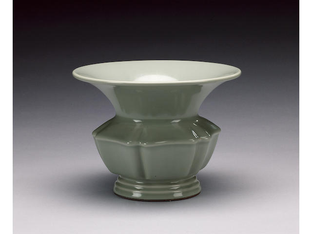 A very rare celadon-glazed leys jar, zhadou Qianlong seal mark