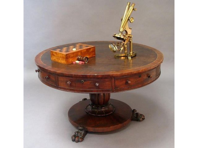 A William IV mahogany drum library table