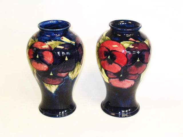 'Pansy' A Pair of Vases