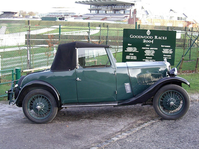 1933 Riley 9hp Ascot Drophead Coupe  Chassis no. 6021860 Engine no. 51000