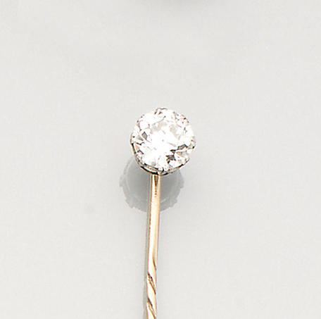 A late 19th century diamond single-stone stick pin