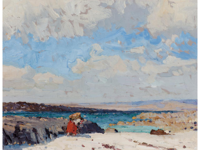 Charles Lamb R.H.A., R.U.A. (1893-1964) Gathering seaweed 25.5 x 33 cm. (10 x 13 in.)