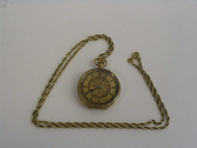 A 9 carat gold lever movement fob watch 2