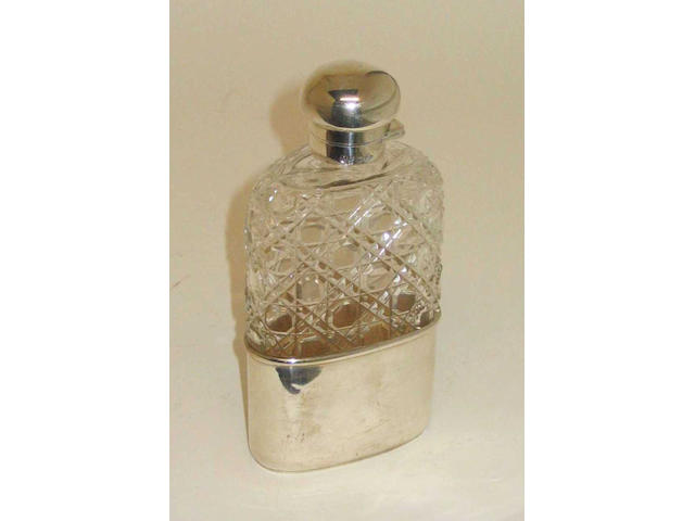 A Victorian mounted cut glass hip flask, 1892,