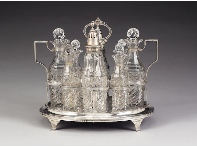 A George III silver cruet frame, by John Emes, London 1805,