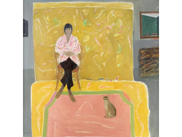 Elizabeth Blackadder OBE RA RSW RSW RGI DLitt (b1931) "The embroidered jacket" 118 x 118cm