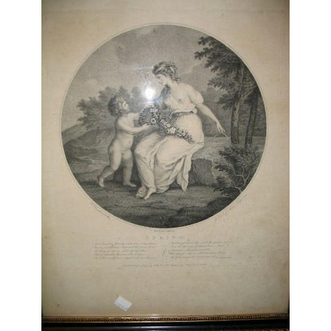 T B Moore after William Hamilton A set of four etching of the seasons,  53 x 40cm.