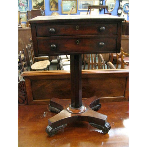 An early Victorian mahogany work table,