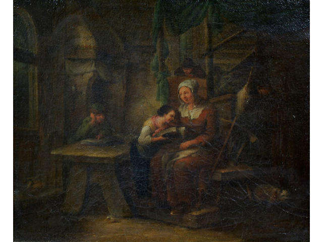 Flemish School (19th Century) 'A family in an interior', 18 x 22cm