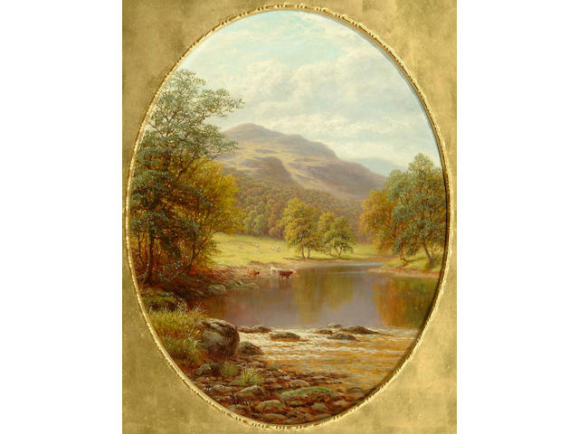 William Mellor (1851-1931) 'On the Wharfe, Yorkshire'; 'Rydal Lake, Westmoreland' each 34cm diameter, oval.