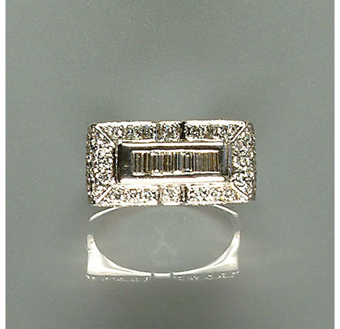 50109290066 A diamond set white metal dress ring