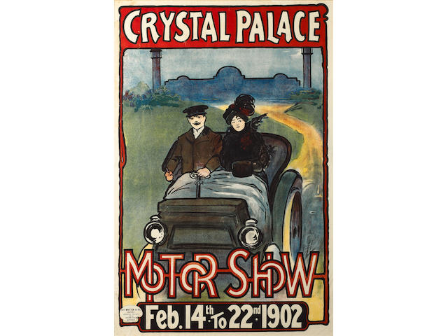 A Crystal Palace 1902 Motor Show poster, framed & glazed